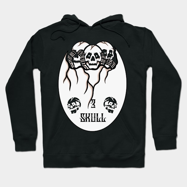 3 skull Hoodie by gggraphicdesignnn